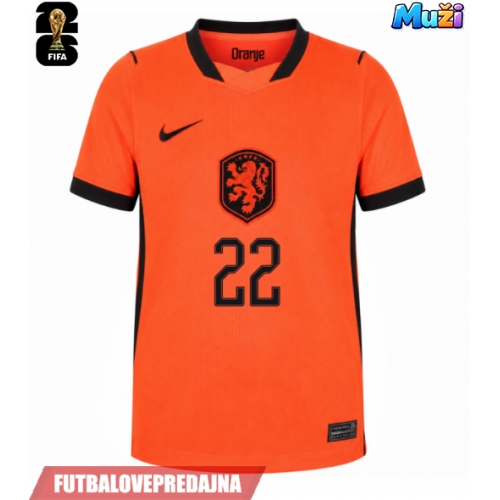 Lacne Muži Futbalové dres Holandsko Denzel Dumfries #22 MS 2026 Krátky Rukáv - Domáci